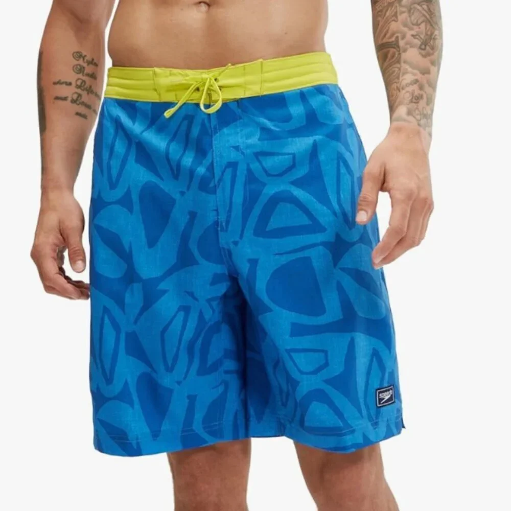 NWT Speedo Men's Swim Trunk Knee Length Boardshort Bondi Printed, 20